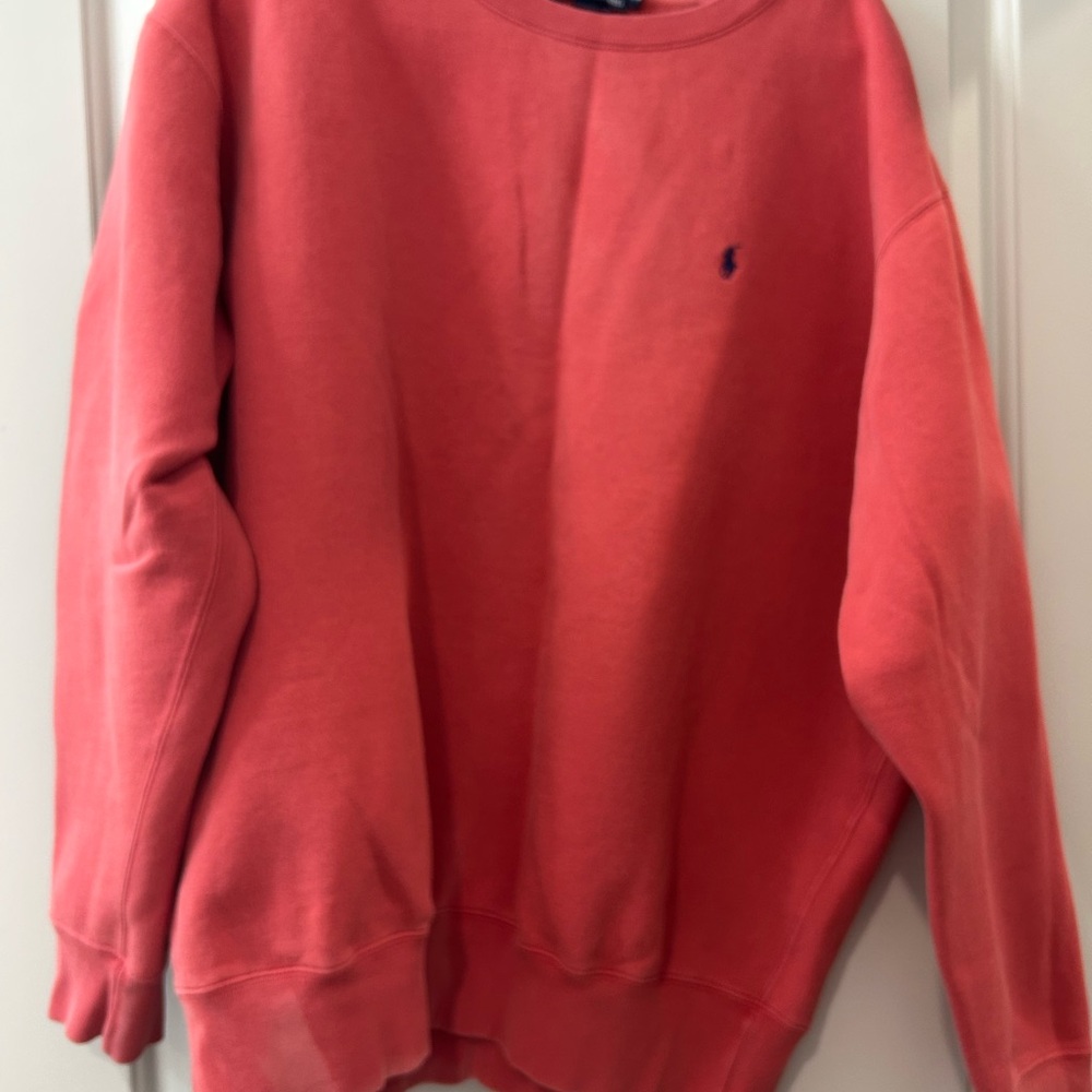 Ralph Lauren Coral Crewneck Sweatshirt with Navy Pony - Picture 4 of 4
